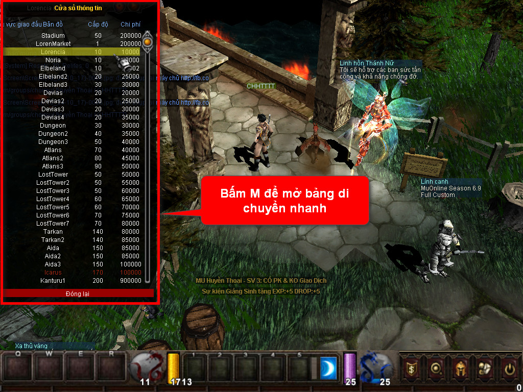 Chức năng chính của Game MU Huyết Long